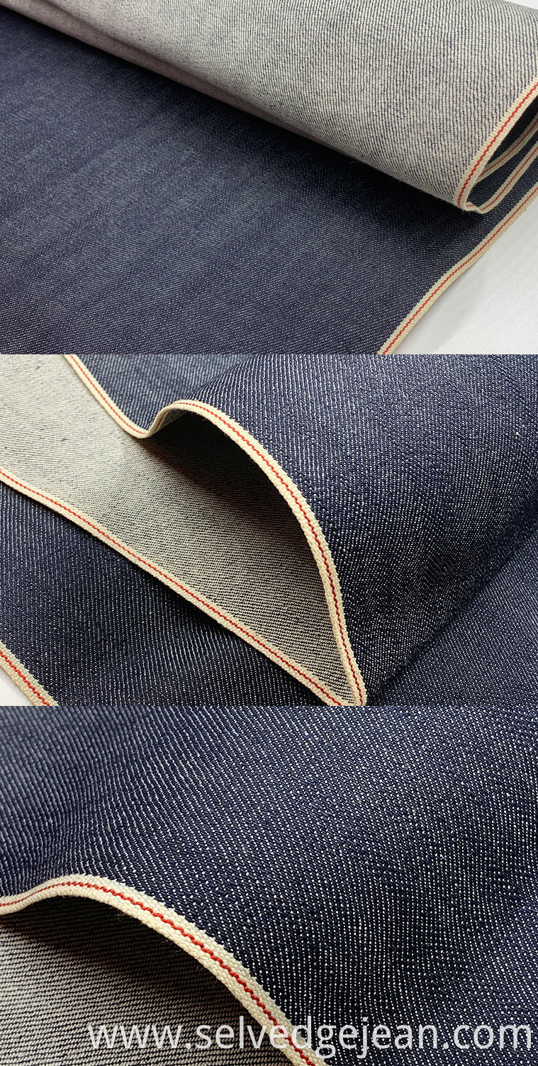 japanese style vintage short loom 100% organic certified cotton 15oz selvedge denim fabric for men women jeans